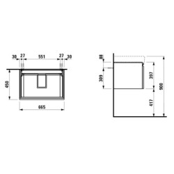 Koupelnová skříňka pod umyvadlo Laufen Pro S 66,5x45x39 cm wenge H4834510964231
