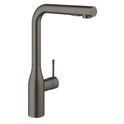 Dřezová baterie GROHE Essence s vytahovací sprškou, 2 proudy kartáčovaný Hard Graphite 30504AL0
