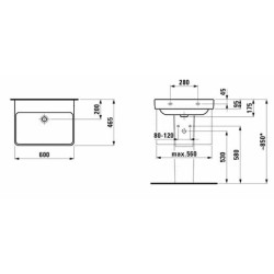 Umyvadlo Laufen Pro S 60x46,5 cm bez otvoru pro baterii H8109630001091