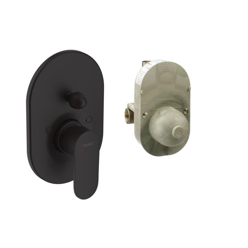 Sprchová a vanová baterie Hansgrohe Vernis Blend včetně podomítkového tělesa matná černá 71473670