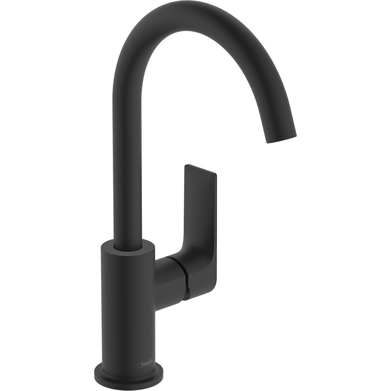 Vysoká umyvadlová baterie Hansgrohe Rebris E s výpustí matná černá 72576670