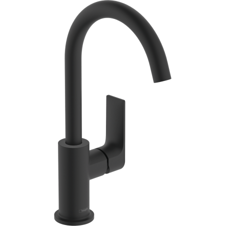 Vysoká umyvadlová baterie Hansgrohe Rebris E s výpustí matná černá 72576670