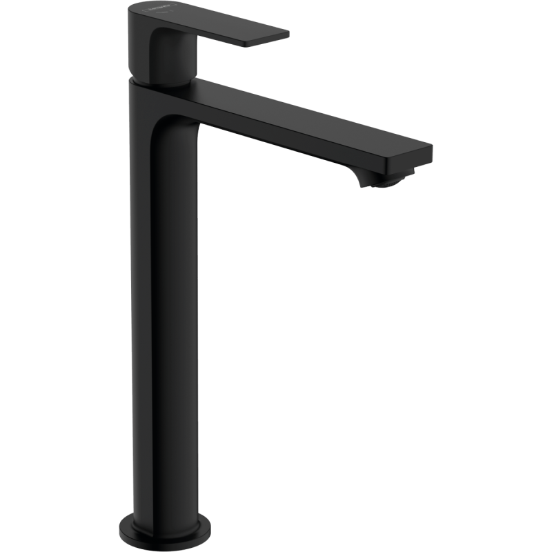 Vysoká umyvadlová baterie Hansgrohe Rebris E s výpustí matná černá 72591670