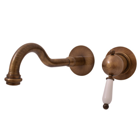 Umyvadlová baterie RAV SLEZÁK LABE RETRO včetně podomítkového tělesa 100 mm stará mosaz L534/2SM