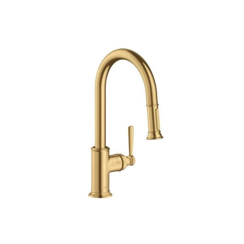 Dřezová baterie Hansgrohe Axor Montreux s vytahovací sprškou vzhled broušeného zlata 16581250