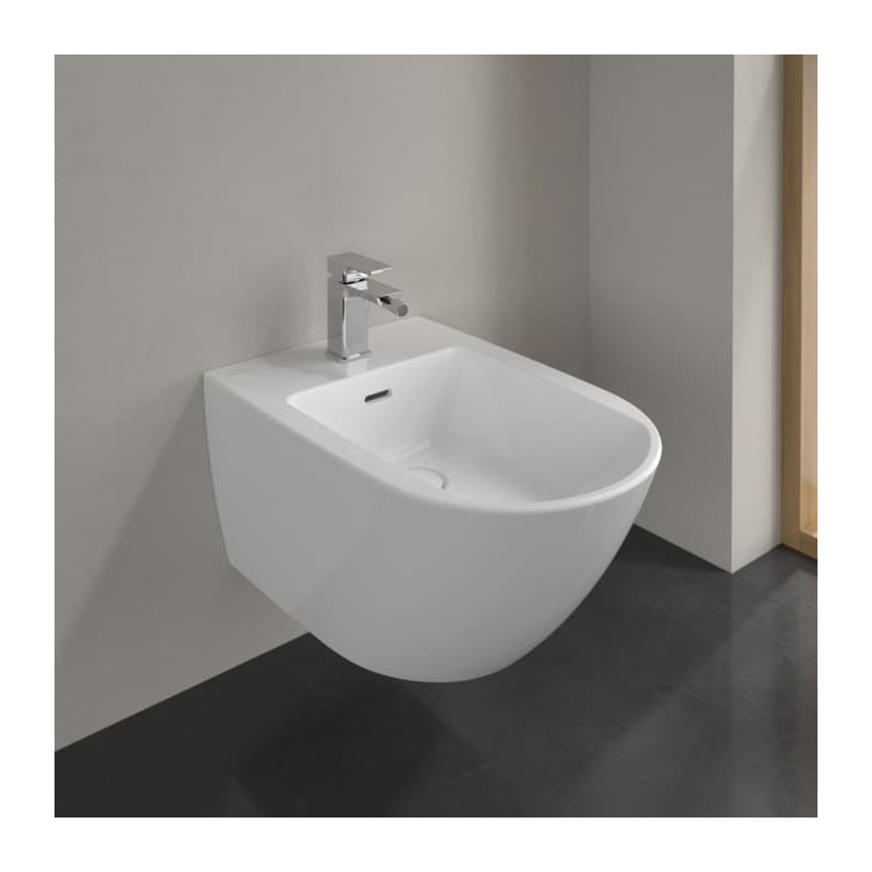 Villeroy & Boch Subway 3.0 - Závěsný bidet 560x375 mm, s přepadem, otvor pro baterii, alpská bílá 44700001