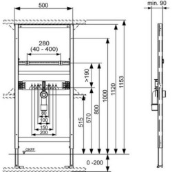 Montážní prvek TECE pro umyvadla 1120 mm 9.310.000