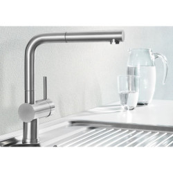 Dřezová baterie Blanco LINUS-S s vytahovací sprškou PVD steel 526242
