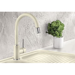 Dřezová baterie Blanco MIDA-S s vytahovací sprškou bílá soft 526968