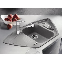 Dřezová baterie Blanco TIVO-S HD s vytahovací sprškou šedá vulkán/chrom 526976