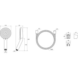 Sprchová hlavice s hadicí Ravak 903.00 stříbrná X07S006