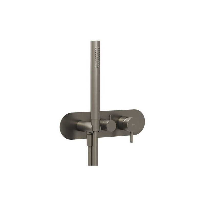 Sprchová a vanová baterie Ravak Espirit se sprchovým setem grafit kartáčovaný X070324