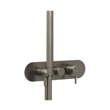 Sprchová a vanová baterie Ravak Espirit se sprchovým setem grafit kartáčovaný X070324