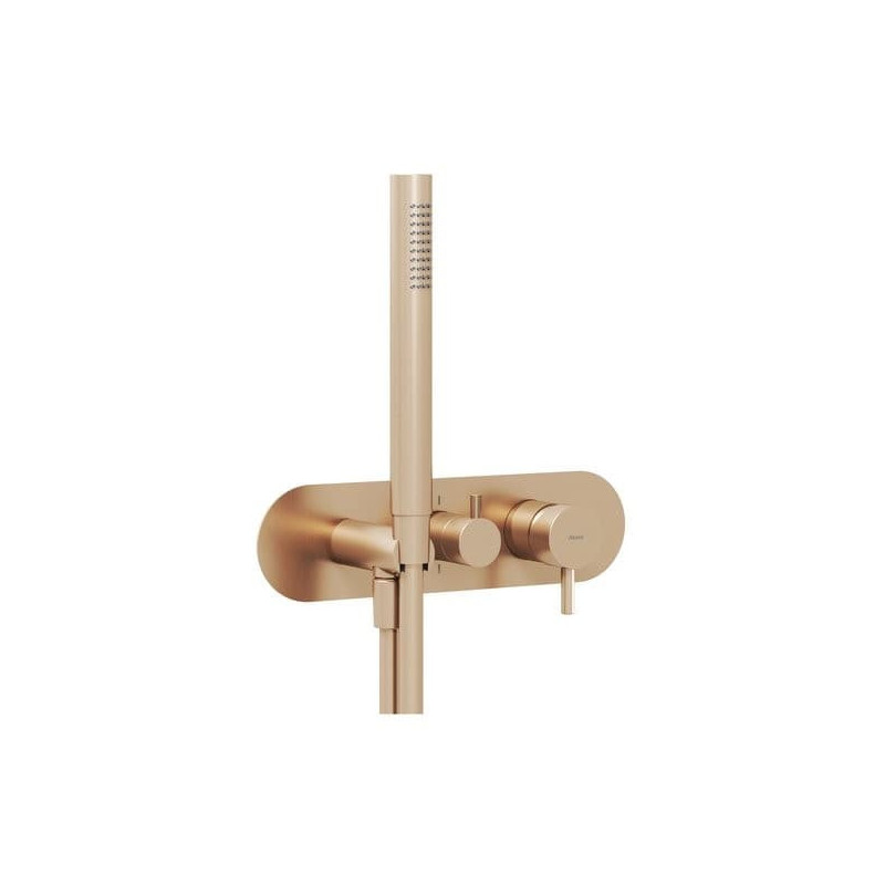 Sprchová a vanová baterie Ravak Espirit se sprchovým setem růžové zlato kartáčované X070361