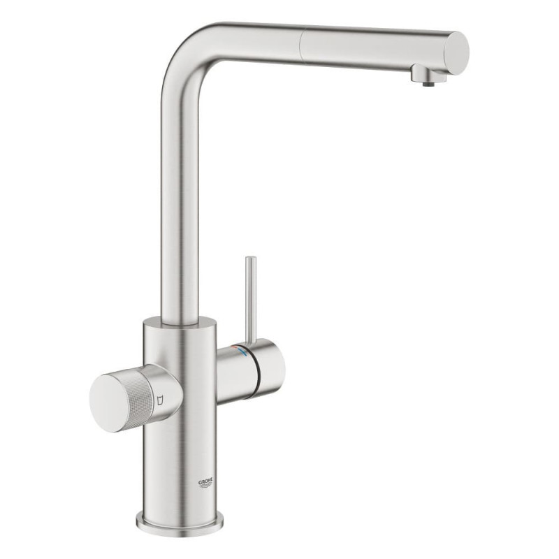 Dřezová baterie GROHE GROHE Blue Pure 2022 s vytahovací sprškou supersteel 30590DC0