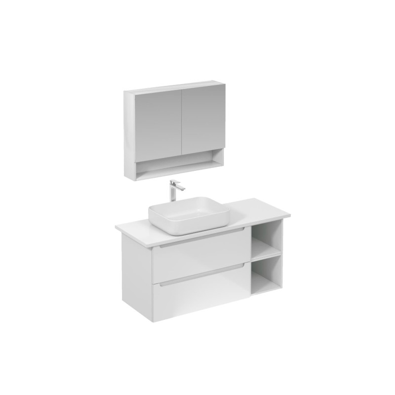 Koupelnová sestava s umyvadlem včetně umyvadlové baterie, vtoku a sifonu Naturel Stilla bílá lesk KSETSTILLA003