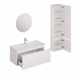 Koupelnová sestava s umyvadlem včetně umyvadlové baterie, vtoku a sifonu Naturel Ancona bílá lesklá KSETANCONA4