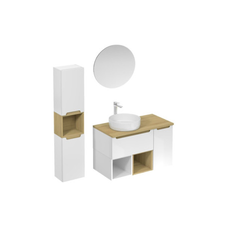 Koupelnová sestava s umyvadlem včetně umyvadlové baterie, vtoku a sifonu Naturel Stilla bílá lesk KSETSTILLA013