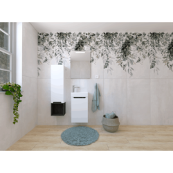 Koupelnová sestava s umyvadlem včetně umyvadlové baterie, vtoku a sifonu Naturel Stilla bílá lesk KSETSTILLA021