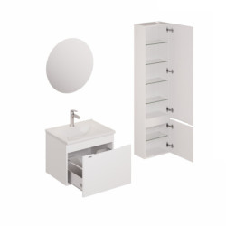 Koupelnová sestava s umyvadlem včetně umyvadlové baterie, vtoku a sifonu Naturel Ancona bílá KSETANCONA12