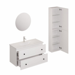 Koupelnová sestava s umyvadlem včetně umyvadlové baterie, vtoku a sifonu Naturel Forli bílá KSETFORLI3