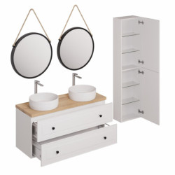 Koupelnová sestava s umyvadlem včetně umyvadlové baterie, vtoku a sifonu Naturel Forli bílá KSETFORLI5