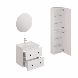 Koupelnová sestava s umyvadlem včetně umyvadlové baterie, vtoku a sifonu Naturel Forli bílá KSETFORLI9