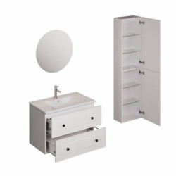 Koupelnová sestava s umyvadlem včetně umyvadlové baterie, vtoku a sifonu Naturel Forli bílá lesk KSETFORLI12