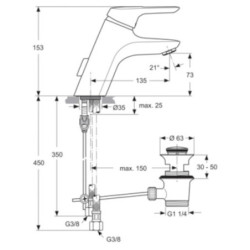 Umyvadlová baterie Ideal Standard CeraMix Blue s výpustí chrom A5646AA