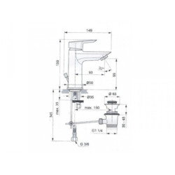 Umyvadlová baterie Ideal Standard Tesi s výpustí chrom A6557AA