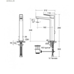 Vysoká umyvadlová baterie Ideal Standard Tonic II s výpustí chrom A6328AA