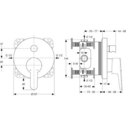 Sprchová a vanová baterie Ideal Standard Connect Blue bez podomítkového tělesa chrom A5802AA