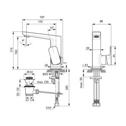 Umyvadlová baterie Ideal Standard Tonic II s výpustí chrom A6332AA