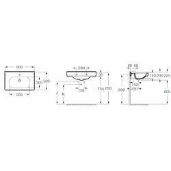Umyvadlo Roca Carmen 80x50 cm otvor pro baterii uprostřed A3270A0000