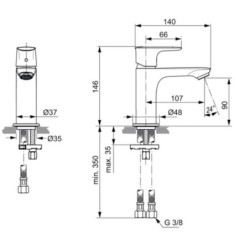 Umyvadlová baterie Ideal Standard Connect Air bez výpusti chrom A7010AA
