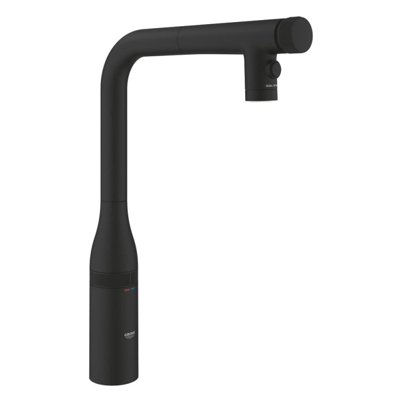 Dřezová baterie GROHE Essence s vytahovací sprškou, 2 proudy phantom black 31892KF0