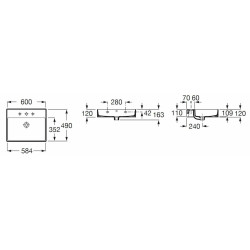 Umyvadlo Roca Inspira 60x49 cm otvor pro baterii uprostřed A32752C000