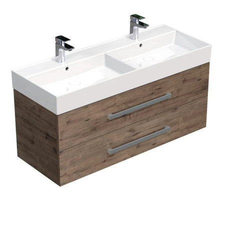 Koupelnová skříňka s umyvadlem SAT Cube Way 120x53x46 cm dub Wellington mat CUBE461202DWSAT