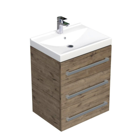 Koupelnová skříňka s umyvadlem SAT Cube Way 60x76,5x46 cm dub Wellington mat CUBE46603DWVER