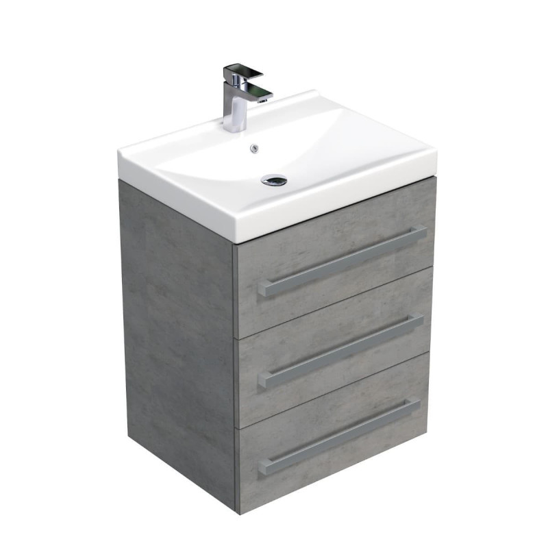 Koupelnová skříňka s umyvadlem SAT Cube Way 60x76,5x46 cm beton mat CUBE46603BEVER