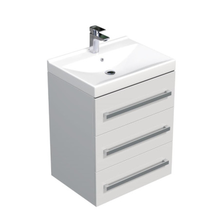 Koupelnová skříňka s umyvadlem SAT Cube Way 60x76,5x46 cm bílá lesk CUBE46603BIVER