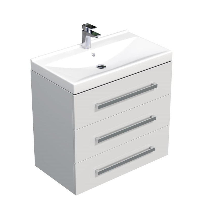 Koupelnová skříňka s umyvadlem SAT Cube Way 80x76,5x46 cm bílá lesk CUBE46803BIVER