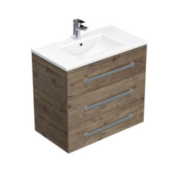 Koupelnová skříňka s umyvadlem SAT Cube Way 80x76,5x46 cm dub Wellington mat CUBE46803DWMOD