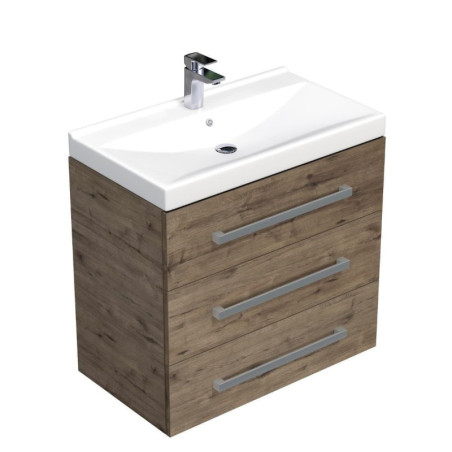 Koupelnová skříňka s umyvadlem SAT Cube Way 80x76,5x46 cm dub Wellington mat CUBE46803DWVER