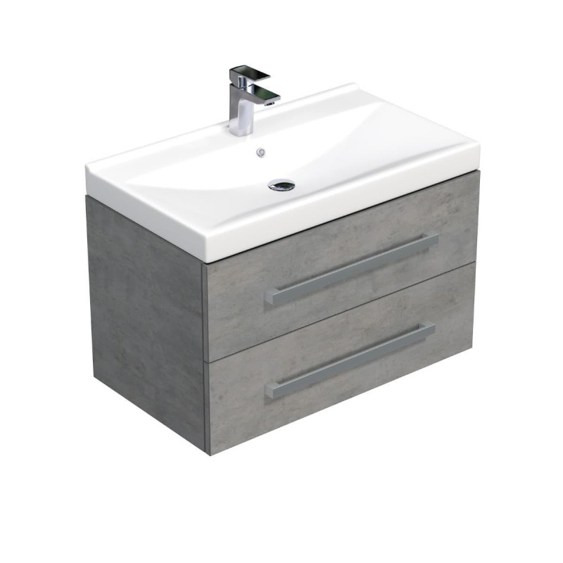 Koupelnová skříňka s umyvadlem SAT Cube Way 80x53x46 cm beton mat CUBE46802BEVER