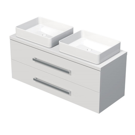 Koupelnová skříňka s umyvadlem Naturel Cube Way 120x53x46 cm bílá lesk CUBE461203BISAT50