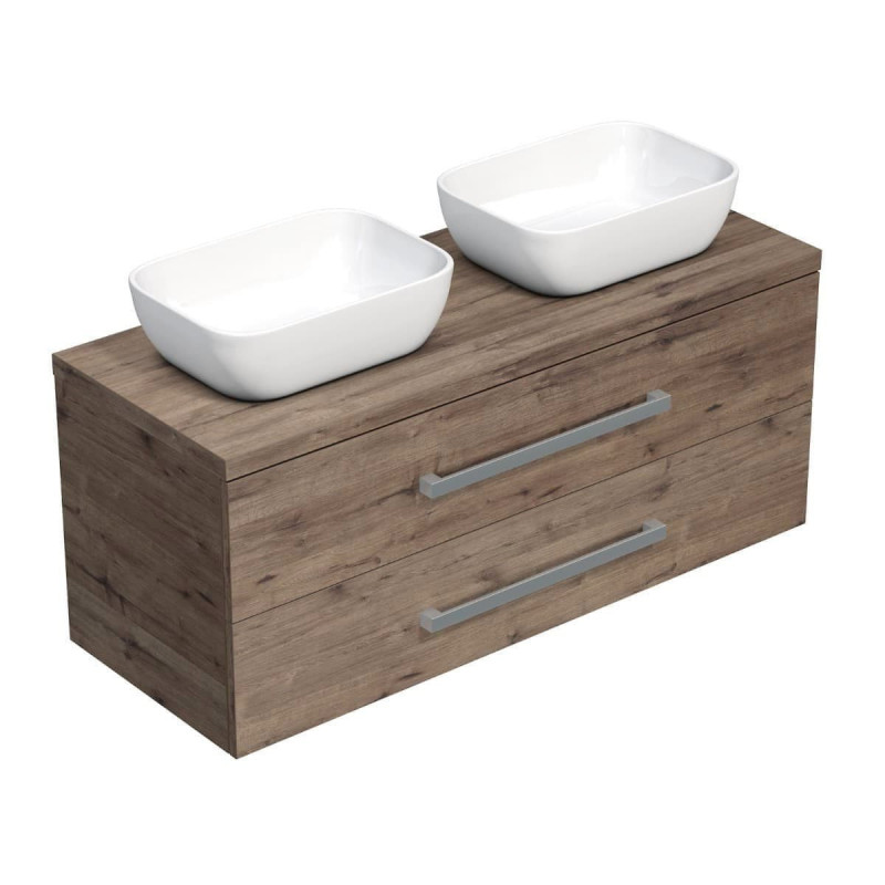 Koupelnová skříňka s krycí deskou SAT Cube Way 120x53x46 cm dub Wellington mat CUBE461203DW45