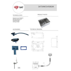 Dřez SAT Aurum gun metal SATSINK5545BGM