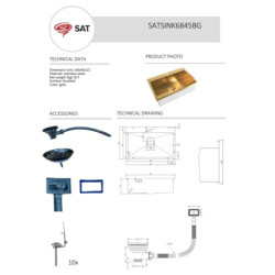 Dřez SAT Aurum zlatá SATSINK6845BG