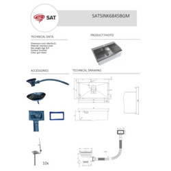 Dřez SAT Aurum gun metal SATSINK6845BGM